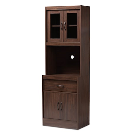 Baxton Studio Laurana Modern Dark Walnut Finished Kitchen Cabinet and Hutch 147-8318